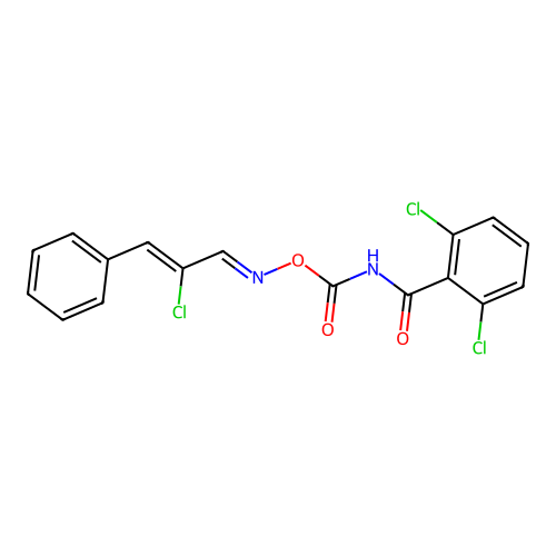 [(2-chloro-3-phenylprop-2-enylidene)amino] N-(2,6-dichlorobenzoyl)carbamate structure