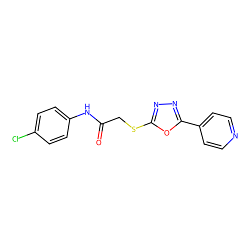 N-(4-chlorophenyl)-2-{[5-(pyridin-4-yl)-1,3,4-oxadiazol-2-yl]sulfanyl}acetamide structure