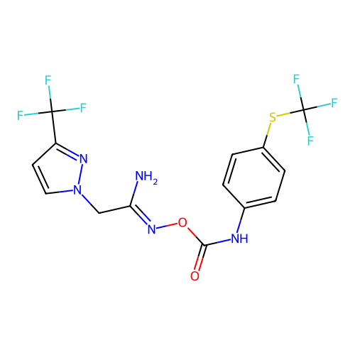 [(Z)-[1-amino-2-[3-(trifluoromethyl)pyrazol-1-yl]ethylidene]amino] N-[4-(trifluoromethylsulfanyl)phenyl]carbamate structure