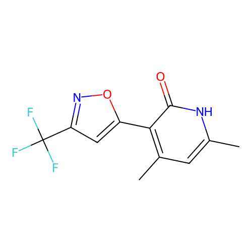 4,6-dimethyl-3-[3-(trifluoromethyl)-2H-isoxazol-5-ylidene]-2-pyridinone structure