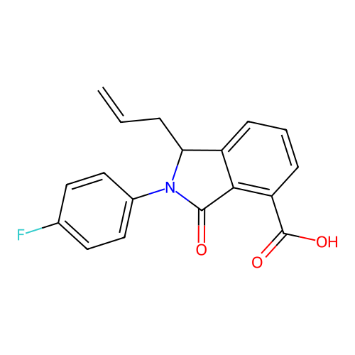 1-Allyl-2-(4-fluorophenyl)-3-oxo-4-isoindolinecarboxylic acid structure