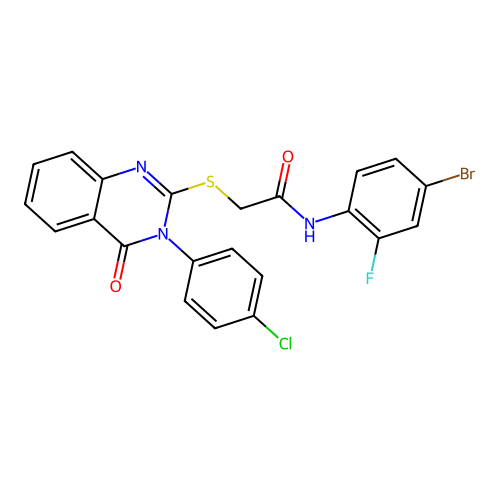 N-(4-bromo-2-fluorophenyl)-2-{[3-(4-chlorophenyl)-4-oxo-3,4-dihydroquinazolin-2-yl]sulfanyl}acetamide structure