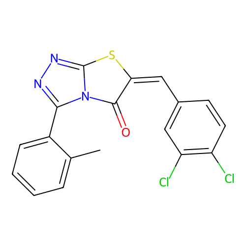 (E)-6-(3,4-dichlorobenzylidene)-3-(o-tolyl)thiazolo[2,3-c][1,2,4]triazol-5(6H)-one structure