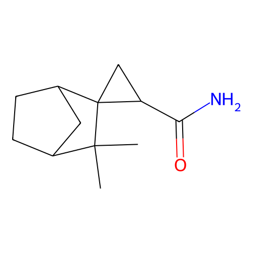 2,2-Dimethylspiro[bicyclo[2.2.1]heptane-3,2'-cyclopropane]-1'-carboxamide structure