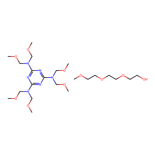 Hexakis(methoxymethyl)melamine, methoxytriethylene glycol polymer structure