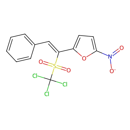 2-Nitro-5-[2-phenyl-1-(trichloromethylsulfonyl)ethenyl]furan structure