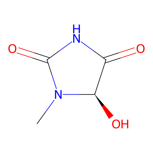 (5R)-5-hydroxy-1-methylimidazolidine-2,4-dione structure