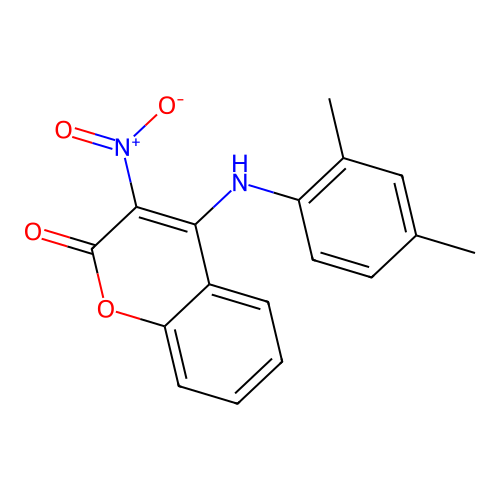 4-((2,4-dimethylphenyl)amino)-3-nitro-2H-chromen-2-one structure