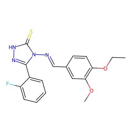 4-((4-Ethoxy-3-methoxybenzylidene)amino)-5-(2-F-PH)-4H-1,2,4-triazole-3-thiol structure