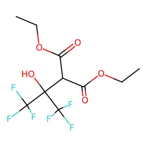 Malonic acid, (1-hydroxy-2,2,2-trifluoro-1-trifluoromethyl)ethyl-, diethyl ester structure
