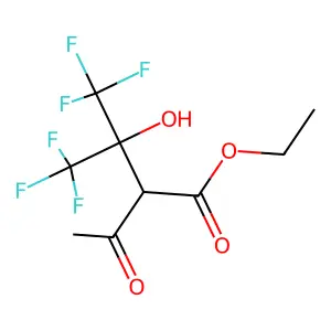 Ethyl 2-acetyl-4,4,4-trifluoro-3-hydroxy-3-(trifluoromethyl)butanoate structure