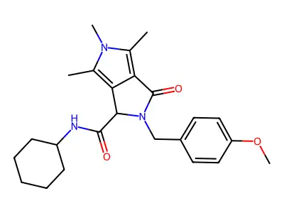 N-Cyclohexyl-2-[(4-methoxyphenyl)methyl]-4,5,6-trimethyl-3-oxo-1,2,3,5-tetrahydropyrrolo[3,4-c]pyrrole-1-carboxamide structure
