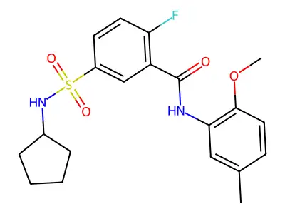5-(cyclopentylsulfamoyl)-2-fluoro-N-(2-methoxy-5-methylphenyl)benzamide structure