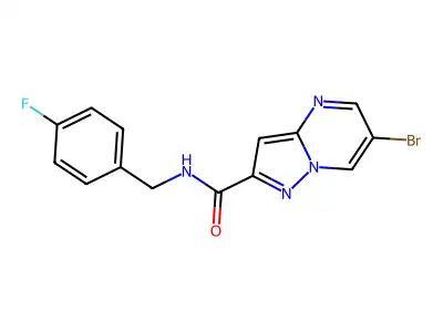 6-bromo-N-(4-fluorobenzyl)pyrazolo[1,5-a]pyrimidine-2-carboxamide structure