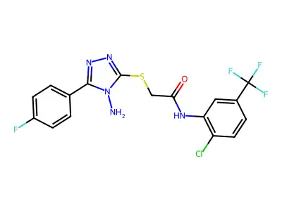 2-{[4-amino-5-(4-fluorophenyl)-4H-1,2,4-triazol-3-yl]sulfanyl}-N-[2-chloro-5-(trifluoromethyl)phenyl]acetamide structure
