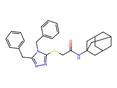 N-(1-adamantyl)-2-[(4,5-dibenzyl-1,2,4-triazol-3-yl)sulfanyl]acetamide structure