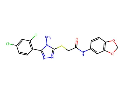 2-{[4-amino-5-(2,4-dichlorophenyl)-4H-1,2,4-triazol-3-yl]sulfanyl}-N-(1,3-benzodioxol-5-yl)acetamide structure
