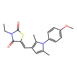 (5E)-3-ethyl-5-[[1-(4-methoxyphenyl)-2,5-dimethylpyrrol-3-yl]methylidene]-1,3-thiazolidine-2,4-dione structure