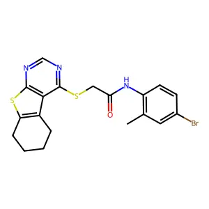N-(4-bromo-2-methylphenyl)-2-(5,6,7,8-tetrahydro[1]benzothieno[2,3-d]pyrimidin-4-ylsulfanyl)acetamide structure