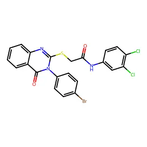 2-{[3-(4-bromophenyl)-4-oxo-3,4-dihydroquinazolin-2-yl]sulfanyl}-N-(3,4-dichlorophenyl)acetamide structure