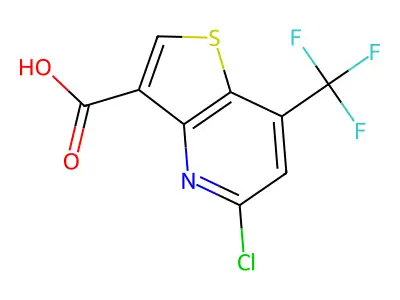 5-Chloro-7-(trifluoromethyl)thieno[3,2-b]pyridine-3-carboxylic acid structure