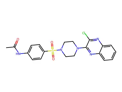 N-[4-[4-(3-chloroquinoxalin-2-yl)piperazin-1-yl]sulfonylphenyl]acetamide structure