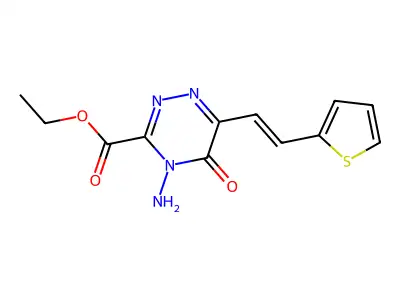 ethyl 4-amino-5-oxo-6-[2-(2-thienyl)vinyl]-4,5-dihydro-1,2,4-triazine-3-carboxylate structure