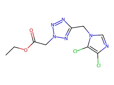 2H-Tetrazole-2-acetic acid, 5-[(4,5-dichloro-1H-imidazol-1-yl)methyl]-, ethyl ester structure