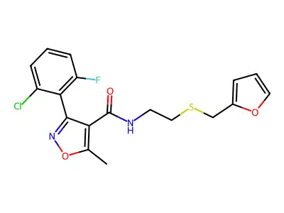 3-(2-Chloro-6-fluorophenyl)-N-(2-{[(fur-2-yl)methyl]sulphanyl}ethyl)-5-methylisoxazole-4-carboxamide structure