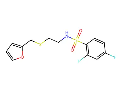 2,4-Difluoro-N-{2-[(fur-2-ylmethyl)thio]ethyl}benzenesulphonamide structure
