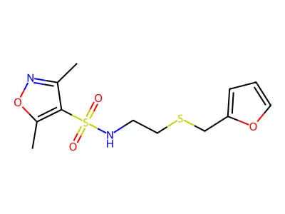 N-{2-[(Fur-2-ylmethyl)thio]ethyl}-3,5-dimethylisoxazole-4-sulphonamide structure