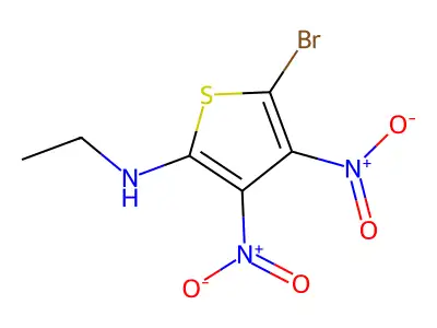 5-bromo-N-ethyl-3,4-dinitrothiophen-2-amine structure