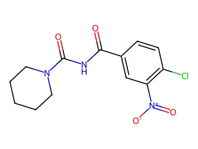 N-(4-chloro-3-nitrobenzoyl)piperidine-1-carboxamide structure