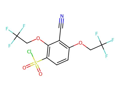 3-Cyano-2,4-bis(2,2,2-trifluoroethoxy)benzenesulphonyl chloride structure