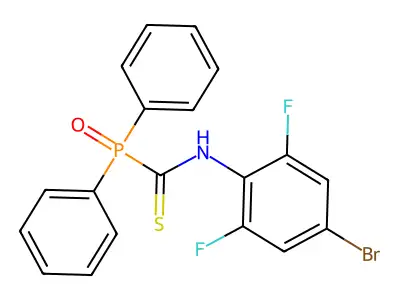 N-(4-bromo-2,6-difluorophenyl)oxo(diphenyl)phosphoranecarbothioamide structure
