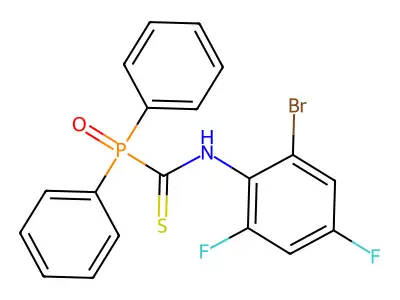 N-(2-bromo-4,6-difluorophenyl)oxo(diphenyl)phosphoranecarbothioamide structure