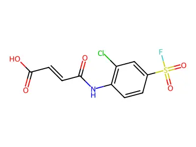 4-(2-chloro-4-fluorosulfonylanilino)-4-oxobut-2-enoic acid structure