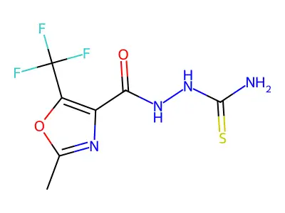 2-{[2-methyl-5-(trifluoromethyl)-1,3-oxazol-4-yl]carbonyl}hydrazine-1-carbothioamide structure
