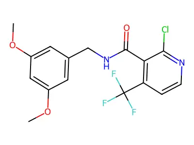 2-chloro-N-(3,5-dimethoxybenzyl)-4-(trifluoromethyl)nicotinamide structure