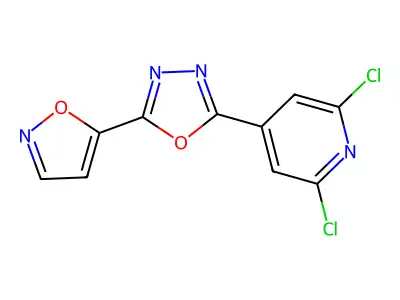2,6-Dichloro-4-[5-(1,2-oxazol-5-yl)-1,3,4-oxadiazol-2-yl]pyridine structure