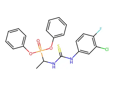 Diphenyl (1-{[(3-chloro-4-fluoroanilino)carbothioyl]amino}ethyl)phosphonate structure