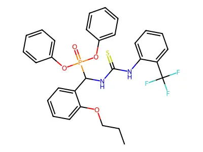 diphenyl [(2-propoxyphenyl)({[2-(trifluoromethyl)anilino]carbothioyl}amino)methyl]phosphonate structure