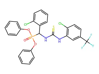 diphenyl [(2-chlorophenyl)({[2-chloro-5-(trifluoromethyl)anilino]carbothioyl}amino)methyl]phosphonate structure