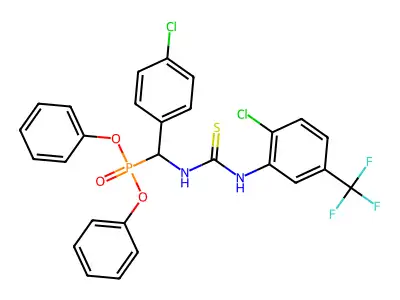 diphenyl [(4-chlorophenyl)({[2-chloro-5-(trifluoromethyl)anilino]carbothioyl}amino)methyl]phosphonate structure
