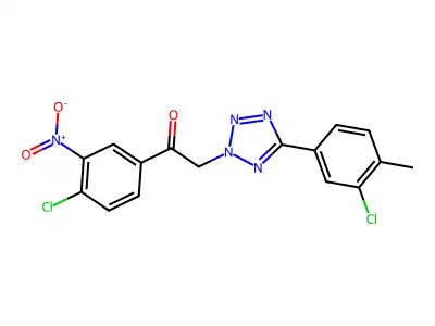 2-[5-(3-chloro-4-methylphenyl)-2H-1,2,3,4-tetraazol-2-yl]-1-(4-chloro-3-nitrophenyl)ethan-1-one structure