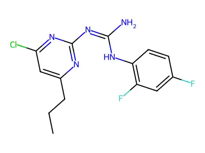 N-(4-chloro-6-propylpyrimidin-2-yl)-N'-(2,4-difluorophenyl)guanidine structure