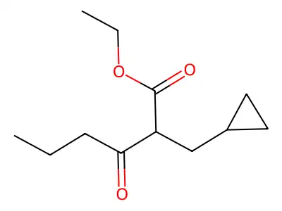 Ethyl 2-(cyclopropylmethyl)-3-oxohexanoate structure