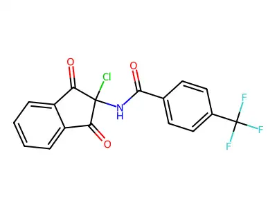 N-(2-chloro-1,3-dioxo-2,3-dihydro-1H-inden-2-yl)-4-(trifluoromethyl)benzamide structure