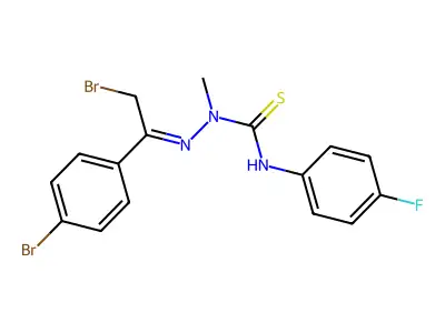 N1-(4-fluorophenyl)-2-[2-bromo-1-(4-bromophenyl)ethylidene]-1-methylhydrazine-1-carbothioamide structure