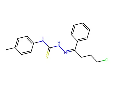 N1-(4-methylphenyl)-2-(4-chloro-1-phenylbutylidene)hydrazine-1-carbothioamide structure